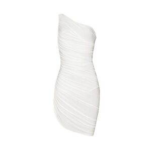 Norma Kamali White One-Shoulder Mini Dress